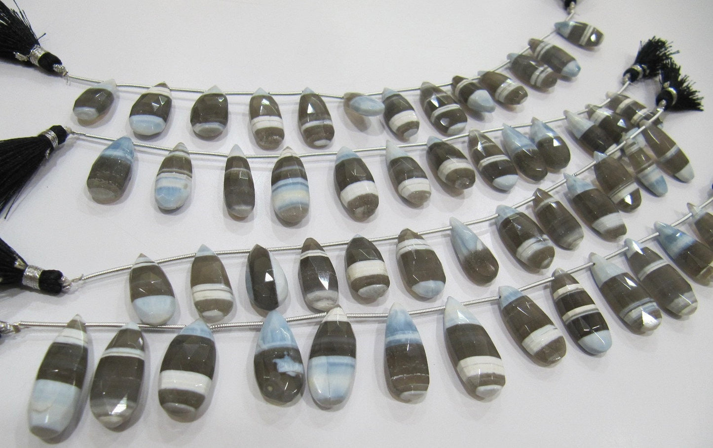 Natural Bio Opal Faceted Pear Shape Briolette Beads Size Approx 10x18mm To 10x20mm Strand 8 Inches long, Shaded Gemstone Strand.