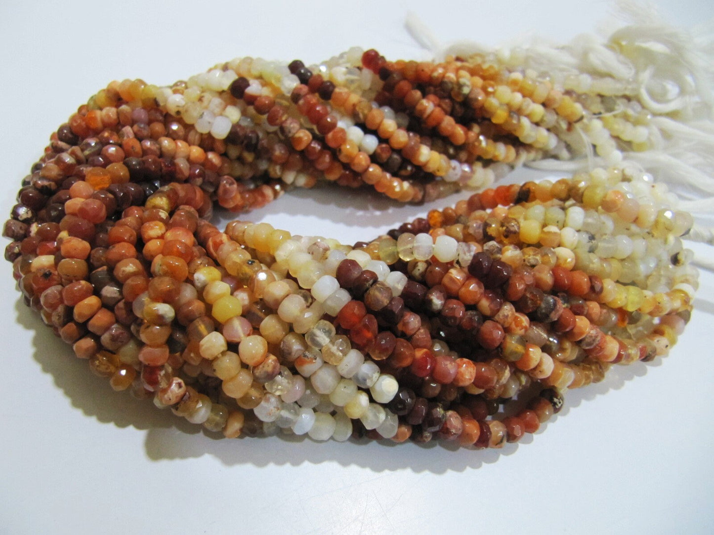 Natural Genuine Mexican Fire Opal Commercial Quality Rondelle Faceted Beads 4-5mm, Strand Length 13 Inches Long.