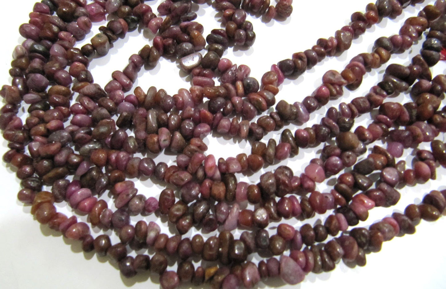 Natural Real Ruby Chip Gravel Uncut Nugget 4mm To 7mm Beads Red Color Jewelry Making Beads Strand 17 Inches Long Sold Per Strand