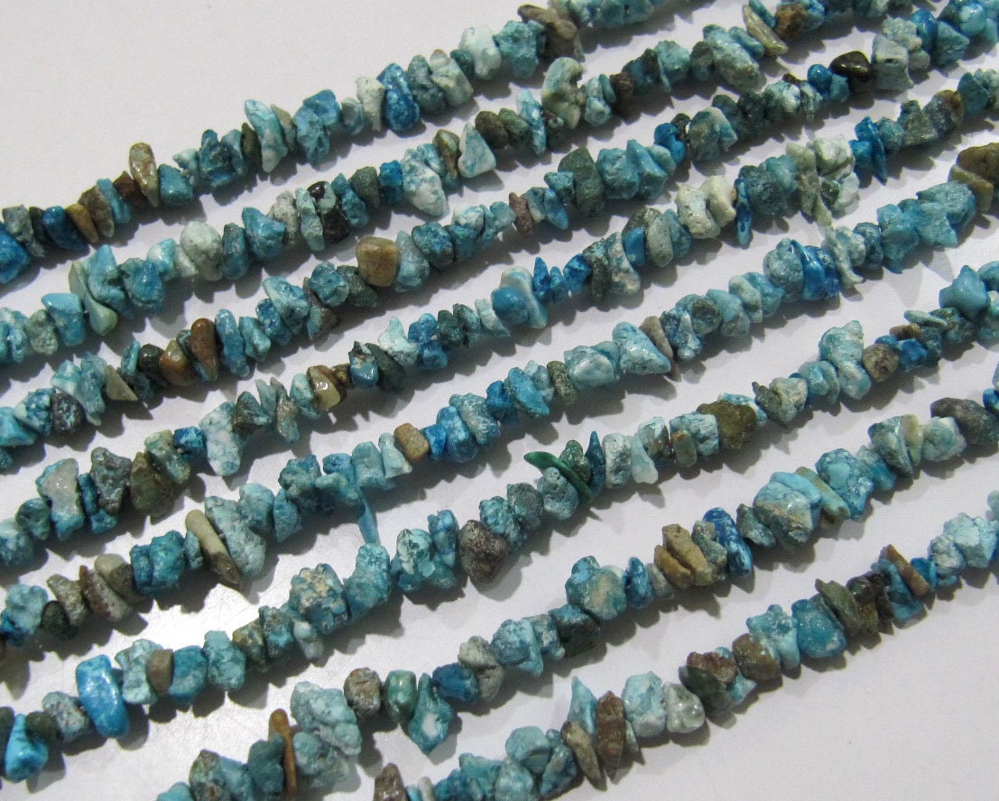 Natural Turquoise Irregular Chip Gravel Uncut Nugget 4mm To 8mm Sky Blue Color Jewelry Making Beads Strand 34 Inches Long Sold Per Strand