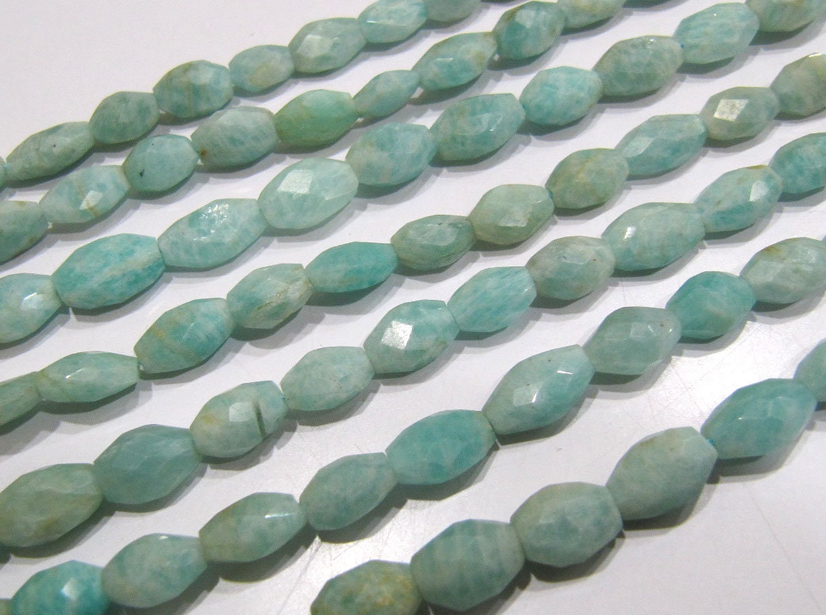Natural Amazonite Oval Faceted Briolette Beads Size 10mm to 12mm Light Green Color Mani Shape Gemstone Beads sold per Strand 13 Inches