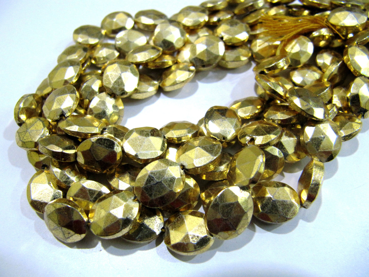 Natural Golden Pyrite Beads Oval Faceted Golden Coated Pyrite Beads 8x10mm Size Beads Strand 9 inches long wholesale Prices