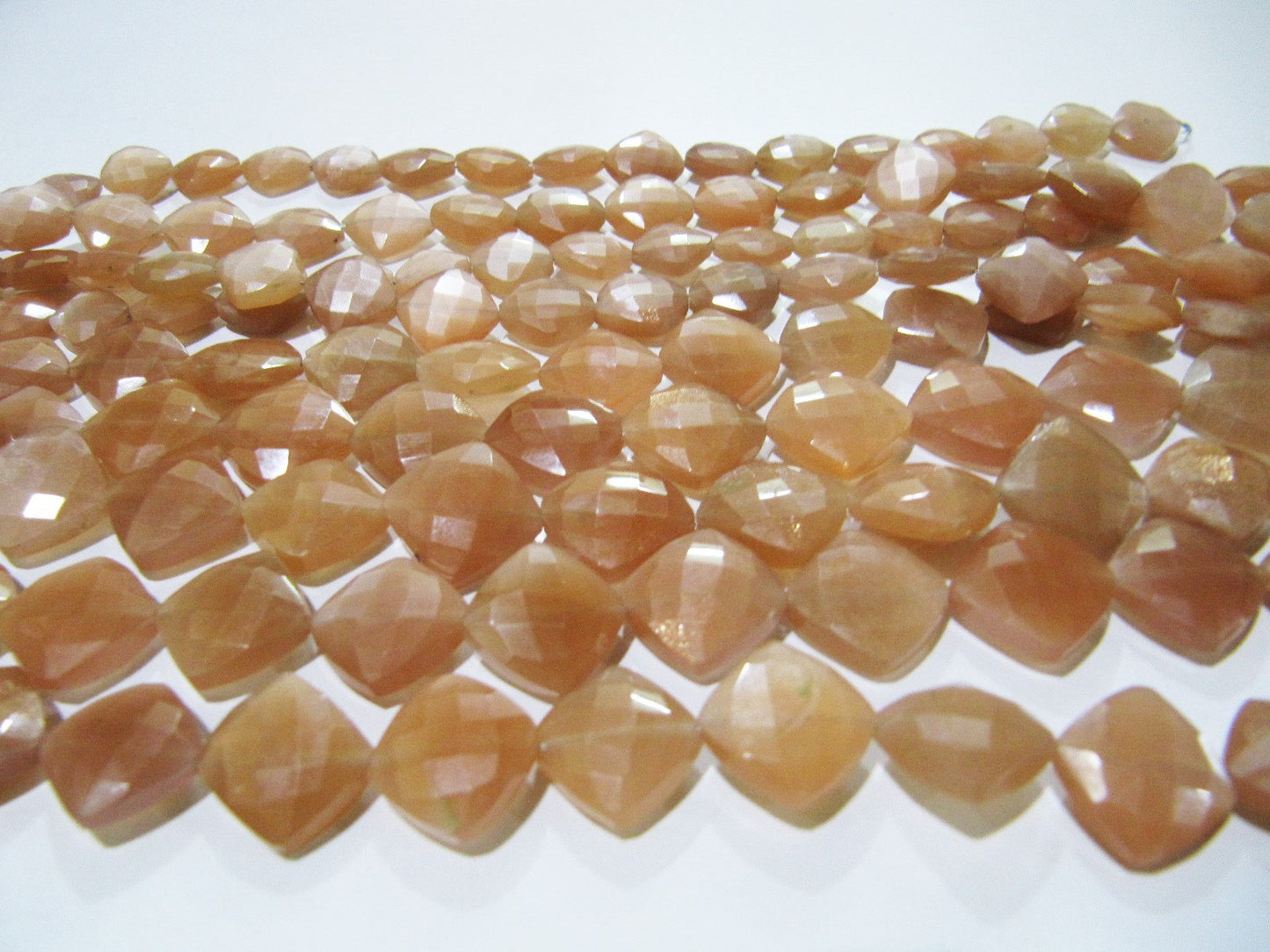 Natural Peach Moonstone Cushion Shape 11-12mm Briolette Beads Square shape beads strand 8 inches Jewelry Making Peach Color Gemstone Beads