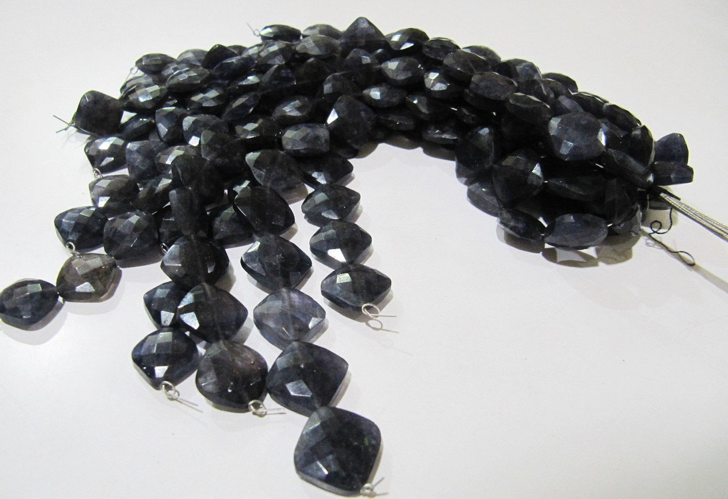 Natural Iolite Cushion Shape Beads Briolette Gemstone square shape Beads 11-12mm Strand 8 inch long Wholesale Prices