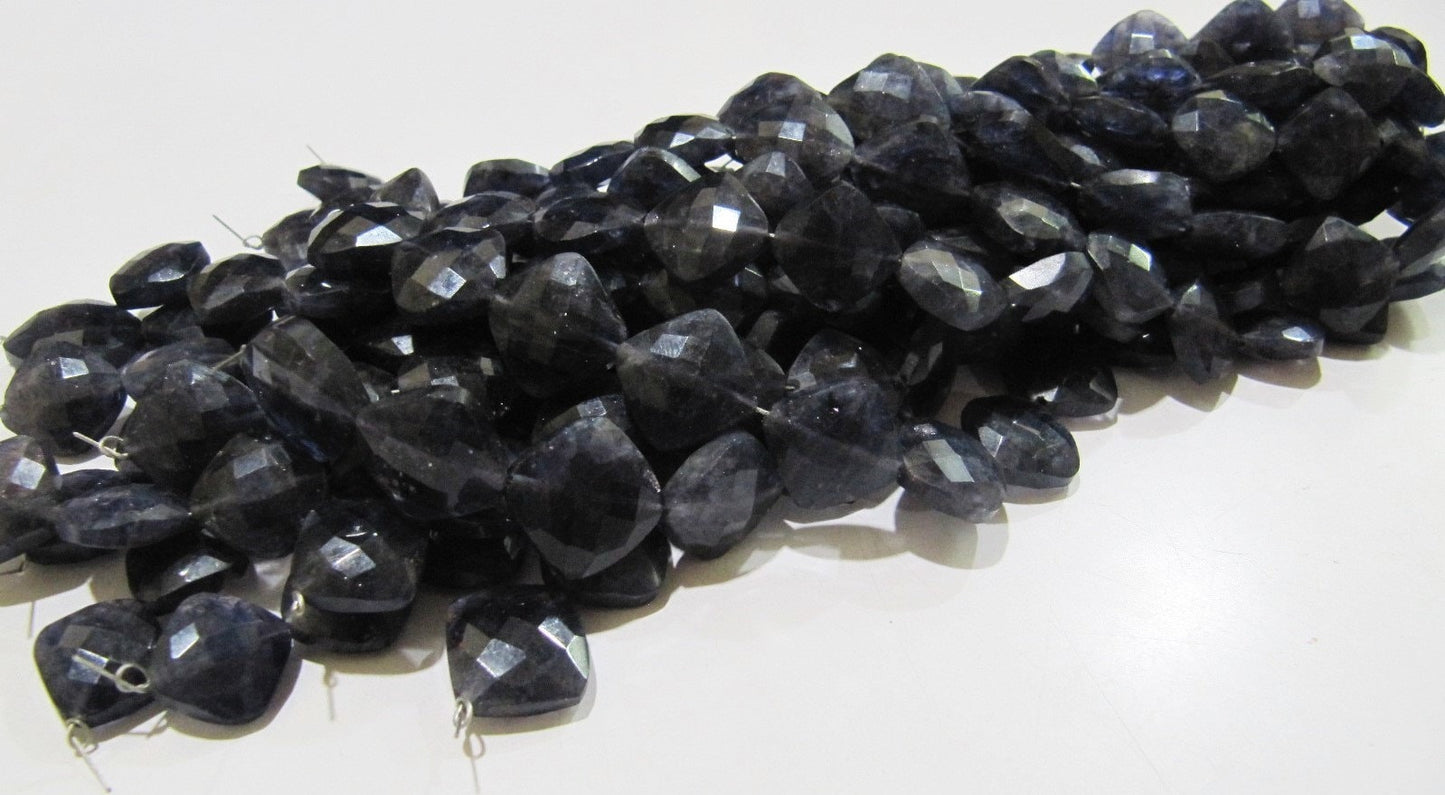 Natural Iolite Cushion Shape Beads Briolette Gemstone square shape Beads 11-12mm Strand 8 inch long Wholesale Prices