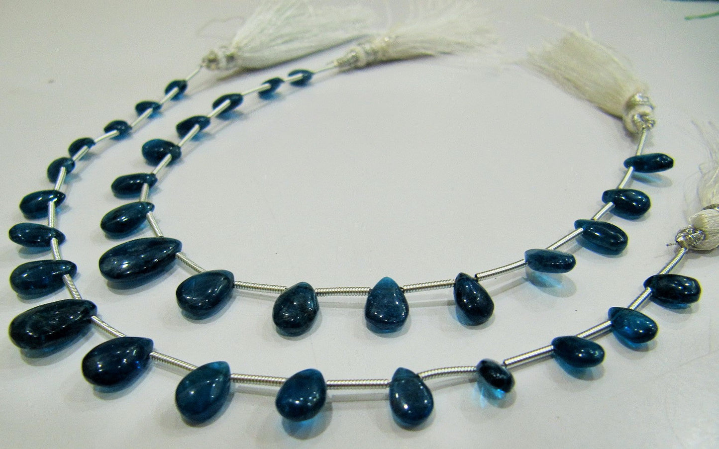Natural Neon Apatite Pear Shape Plain Smooth 4x6mm To 5x7mm Blue Color Beads Strand 8 Inches Long Sold Per Strand