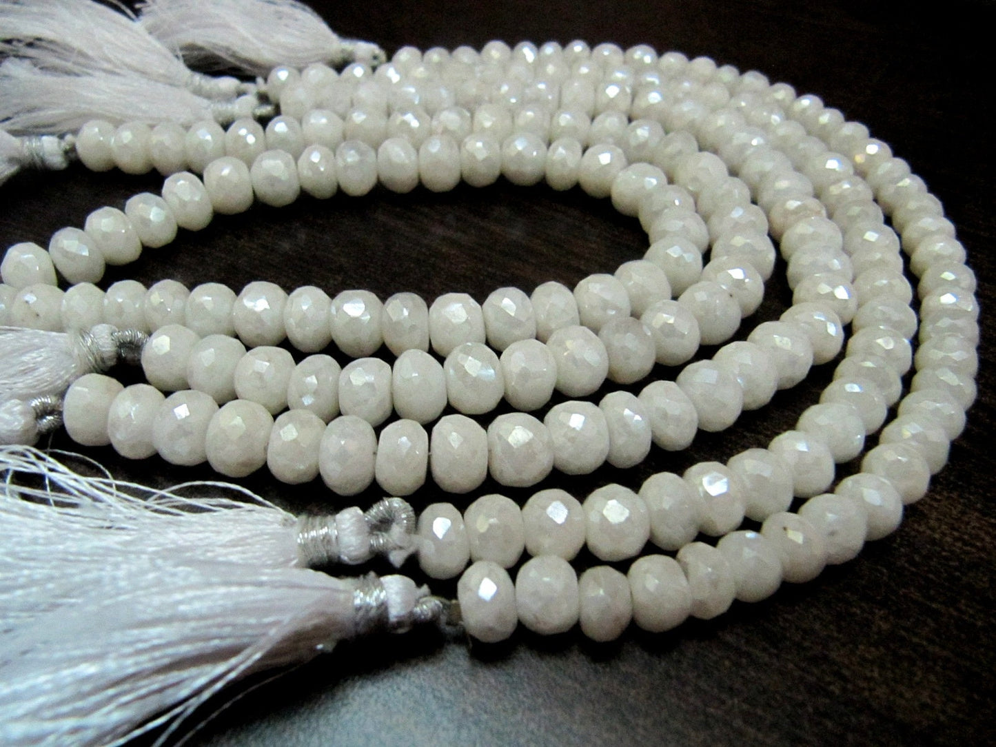 Natural Silverite Quartz Beads 10-11mm, Top Quality Rondelle faceted Silverite Chalcedony Beads, Strand 8 inch long, Mystic Silver Coated
