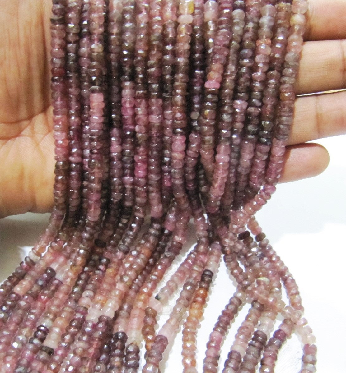 Natural Pink Tourmaline Rondelle Faceted Beads Stone Size 5-6 To 7-8mm Jewelry Making Beads Strand 14 inches Long Wholesale Prices