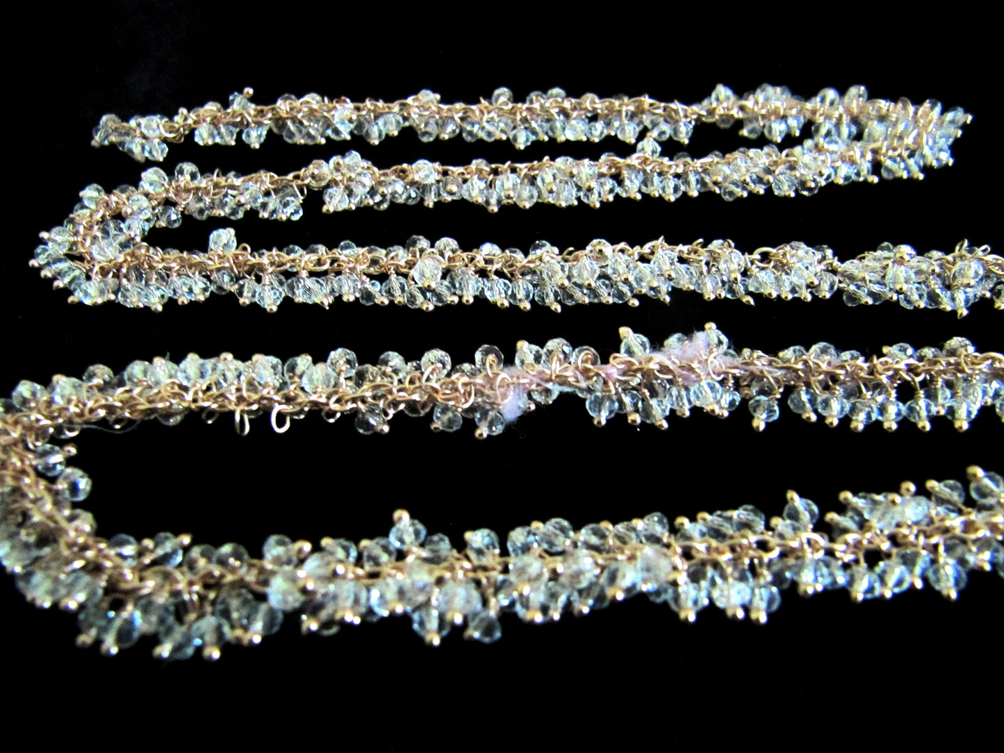 1 Foot Clear Quartz Grape Rondelle Faceted Beaded Hydro Quartz Crystal Quartz Rosary Bead Chain Wholesale Price