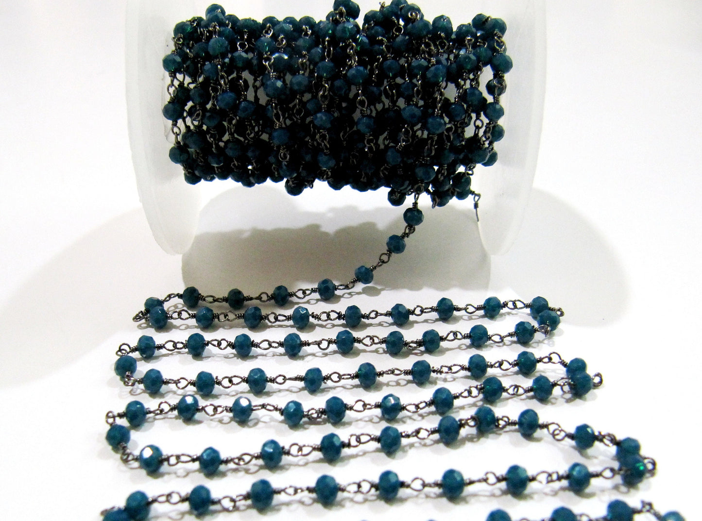 3 Ft-Neon Apatite Rondelle Faceted Beaded 3-4mm Size Hyro Quartz Apatite Bead Rosary Chain Wholesale Prices Jewelry Making gemstone chain
