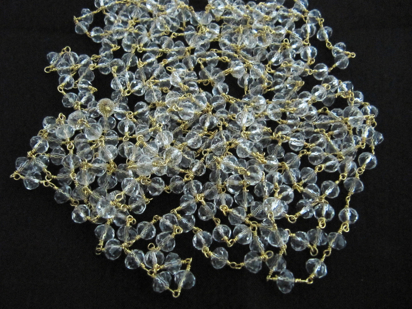 3 Ft- Crystal Quartz Rosary Rondelle Faceted Beaded 6mm Size Clear Quartz Bead Chain Wholesale Prices Jewelry Making Crystal Chain