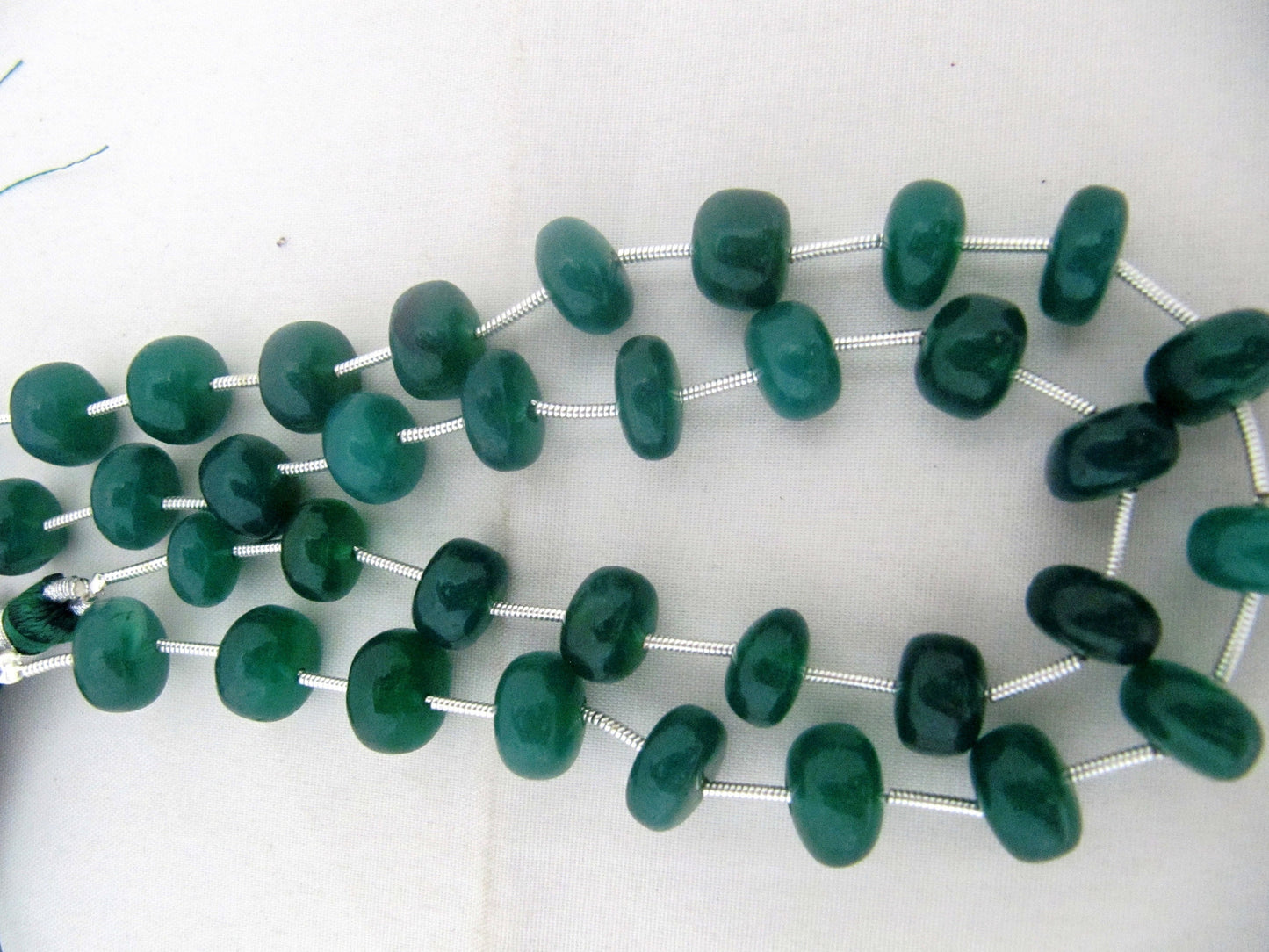 Natural Green Onyx Beads Rondelle Plain Smooth 10 to 12mm Size Beads Strand 9 inches long Green Color Gemstones Beads Wholesale Prices