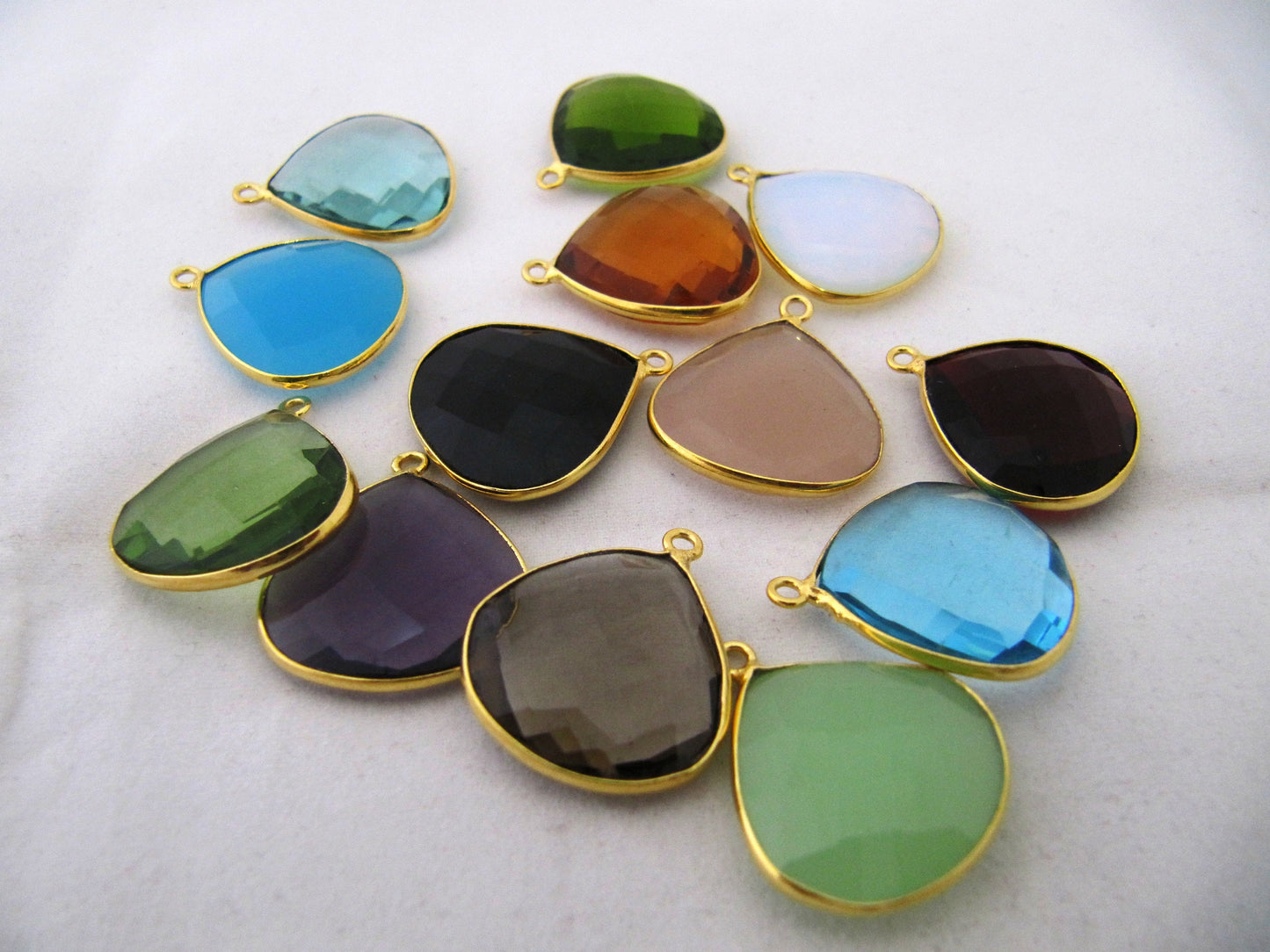 Quartz stone Heart Shape 20mm Briolette Connectors Single Loop Bezel Jewelry Making Charms sold per piece CHOOSE Color