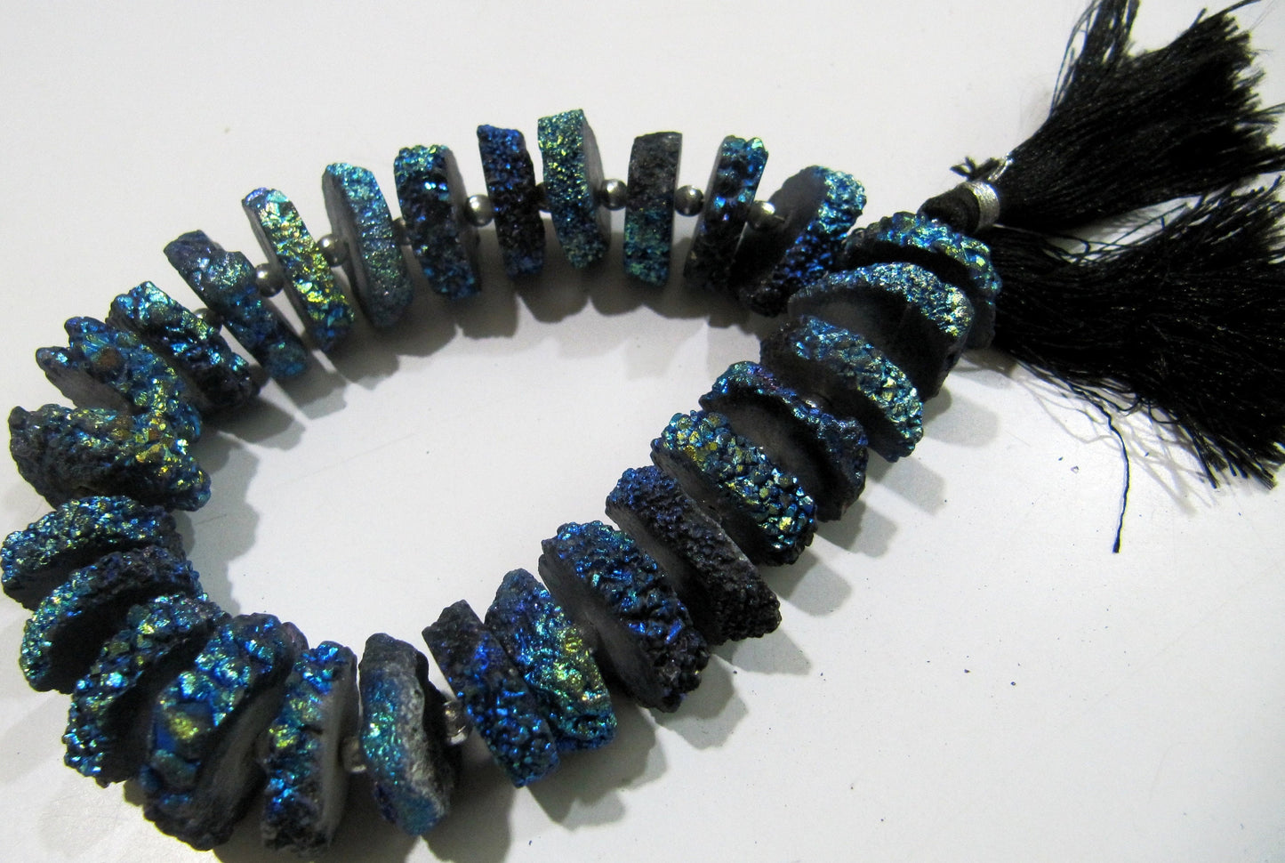 Royal Blue Color Solar Quartz Slice Beads, Disc Sparkling approx. 20mm Size Beads, Length 8 inches Druzy Beads Lunar Sparkle Magic