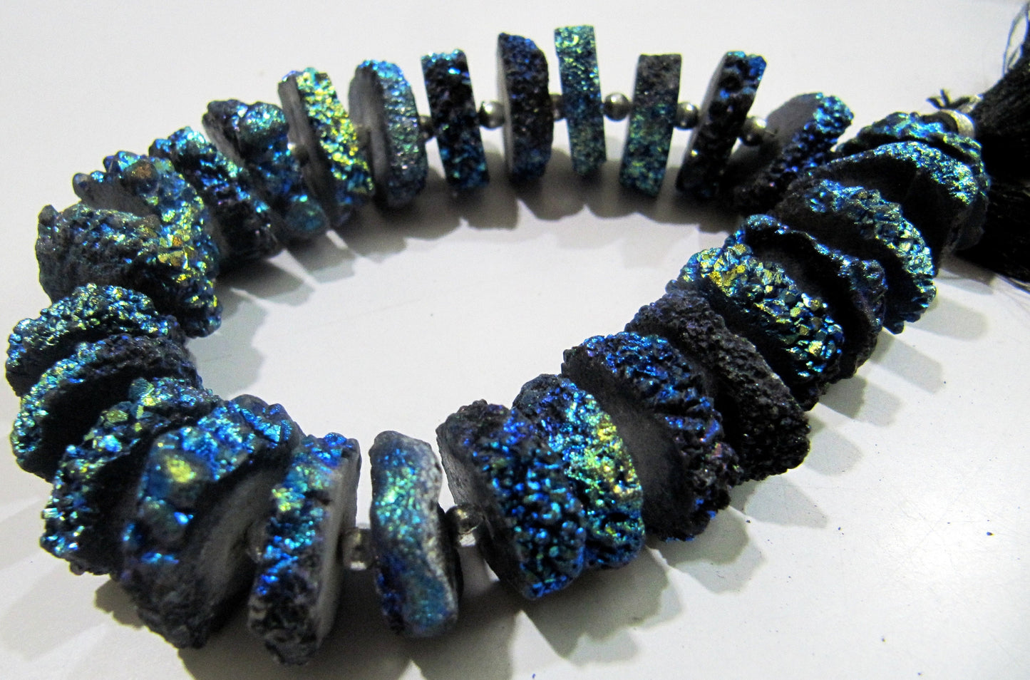 Royal Blue Color Solar Quartz Slice Beads, Disc Sparkling approx. 20mm Size Beads, Length 8 inches Druzy Beads Lunar Sparkle Magic