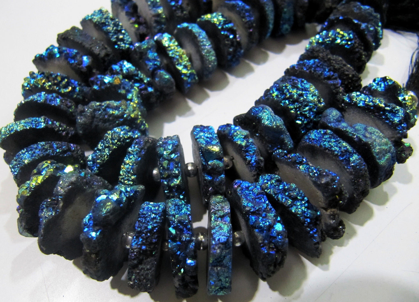 Royal Blue Color Solar Quartz Slice Beads, Disc Sparkling approx. 20mm Size Beads, Length 8 inches Druzy Beads Lunar Sparkle Magic