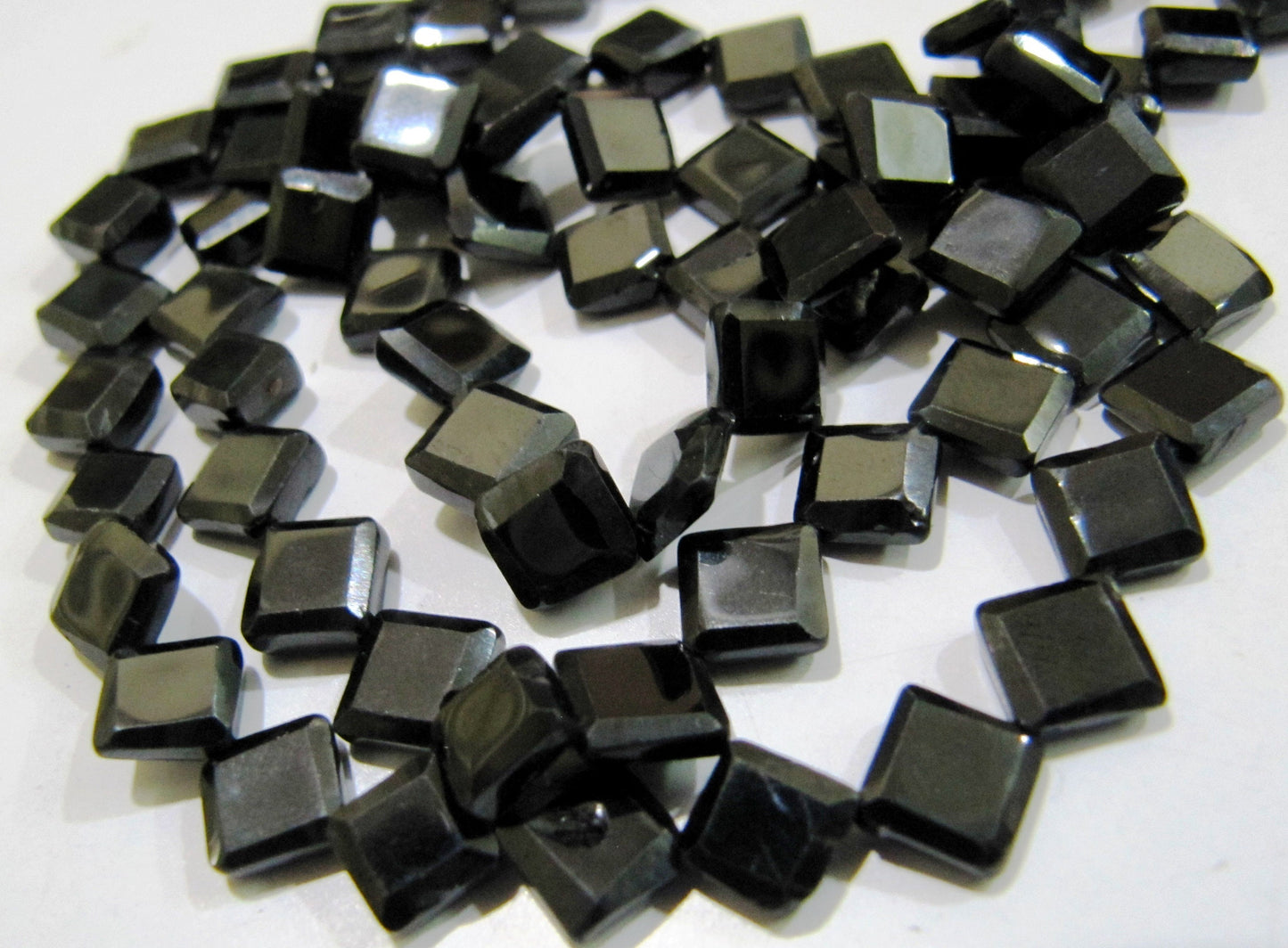 Natural Black Spinel Square Shape Faceted Beads 5 to 7mm Strand 13 inch long Semi Precious Fancy Shape beads sold Per Strand Wholesale Rates
