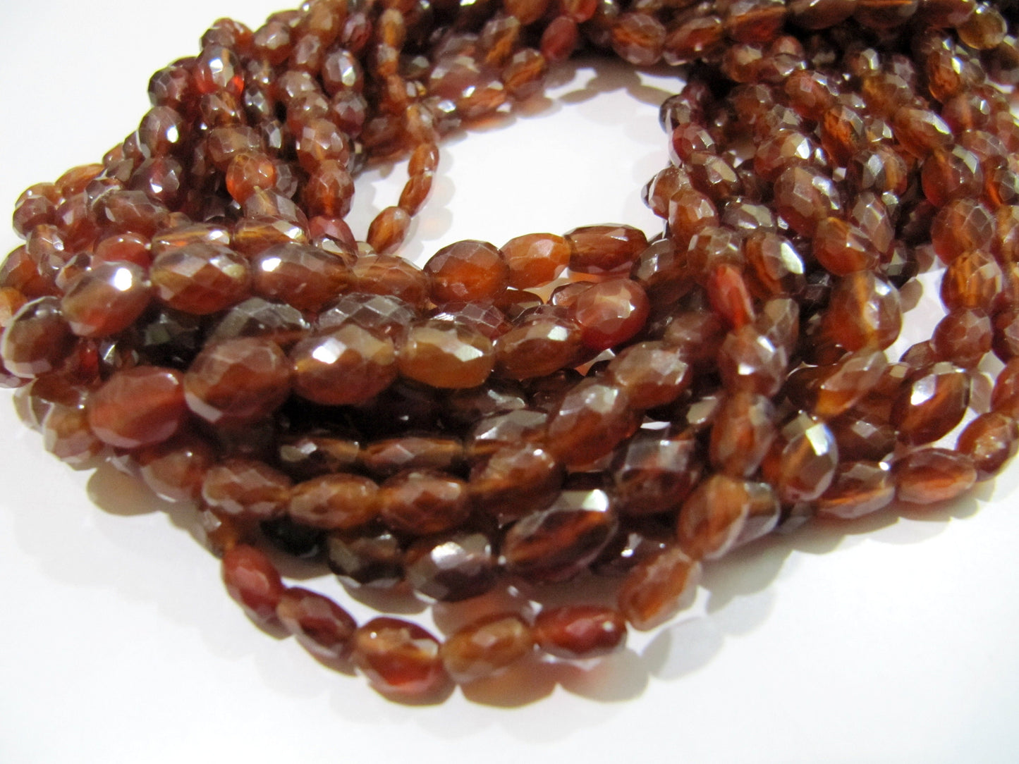 AAA Quality Natural Hessonite Garnet Beads Oval Faceted Genuine Stone Beads Size 5x7mm to 6x8mm Strand 15-16" long Semi Precious Beads