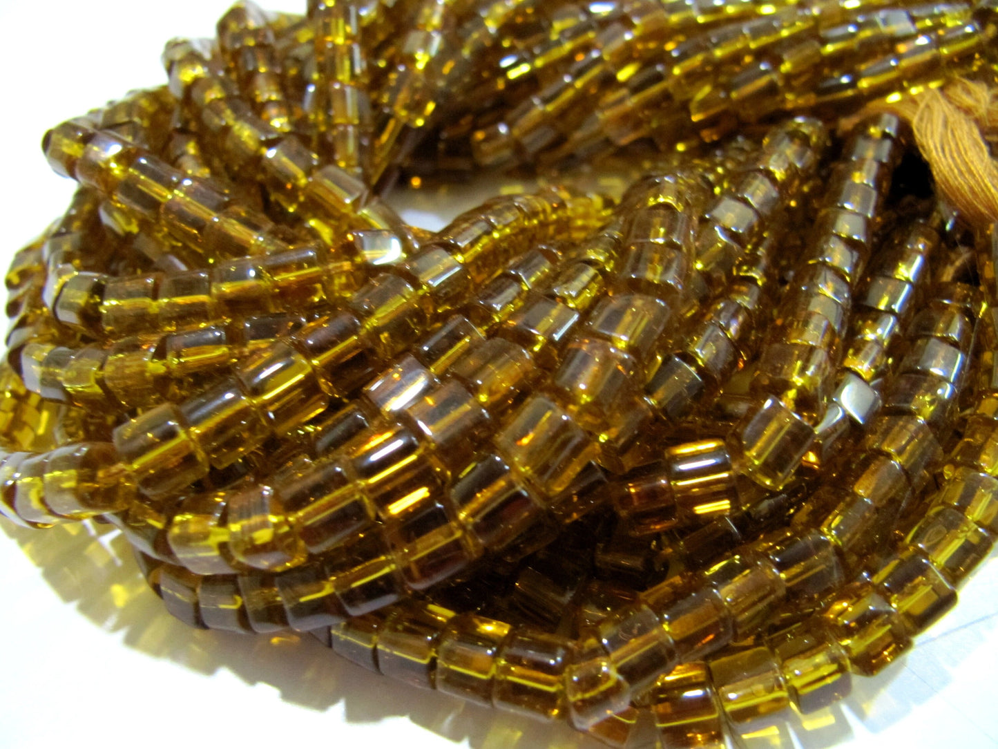 Best Quality Citrine Color Hydro Quartz Cube shape Beads 5mm Smooth Box Shape Beads sold per strand 10 inches long Wholesale Prices
