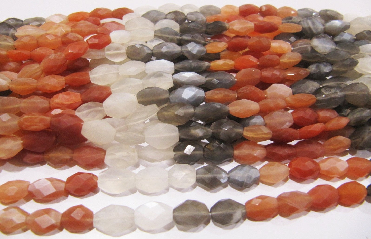 AAA Quality Natural Genuine Multi Moonstone Beads Oval Faceted Size 6x10mm To 8x12mm, Strand 13 inch long, Semi Precious Stone Beads
