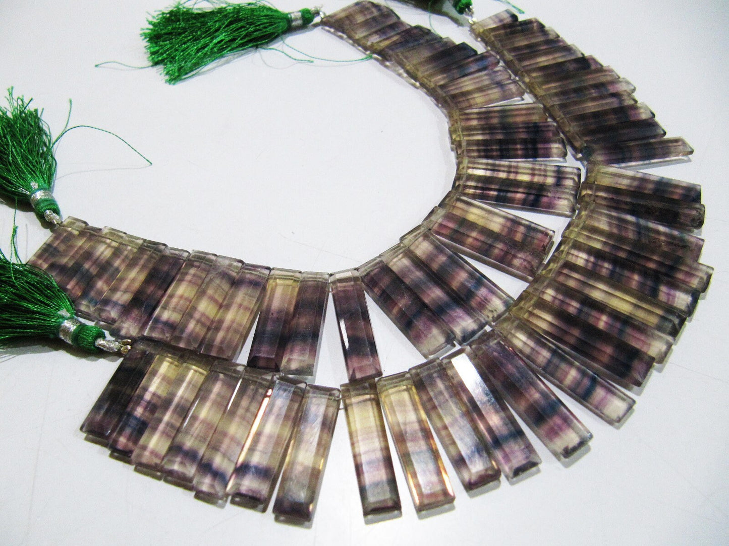 Natural Fluorite Long Baguette Shape Beads Side Drilled Briolette Beads Size 12 to 30mm long , Graduated Beads Strand 8 inches