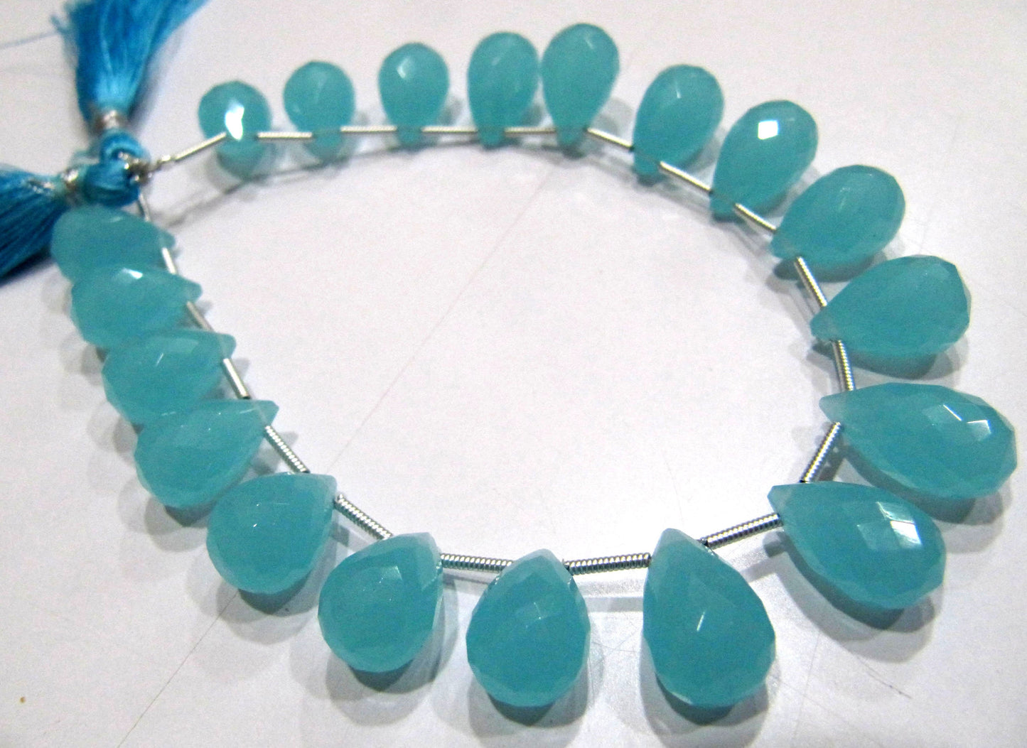 Aqua Chalcedony 10x14mm Tear Drop Top Quality Gemstone Briolette Beads Jewelry Making Beads Strand 8 Inches Sold Per Strand