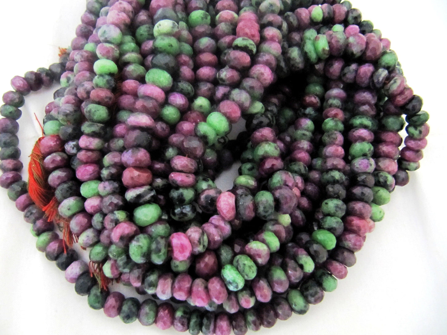 Natural Genuine Ruby Zoisite Rondelle Faceted Beads Size 7-8mm Size Strand 8 inches Gemstone Beads Sold Per Strand Jewelry Making Beads
