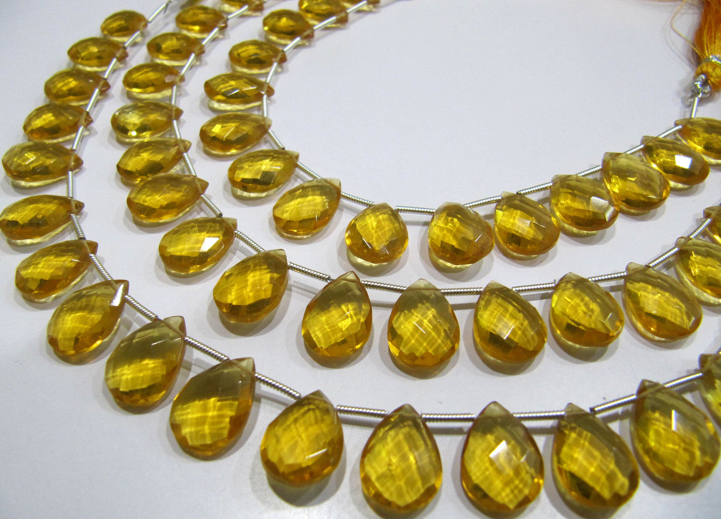 Beautiful Citrine Hydro Quartz Faceted Pear Shape Beads , Hydro Quartz Briolette approx 10x14mm Size Gemstone Beads Length 8 inches long