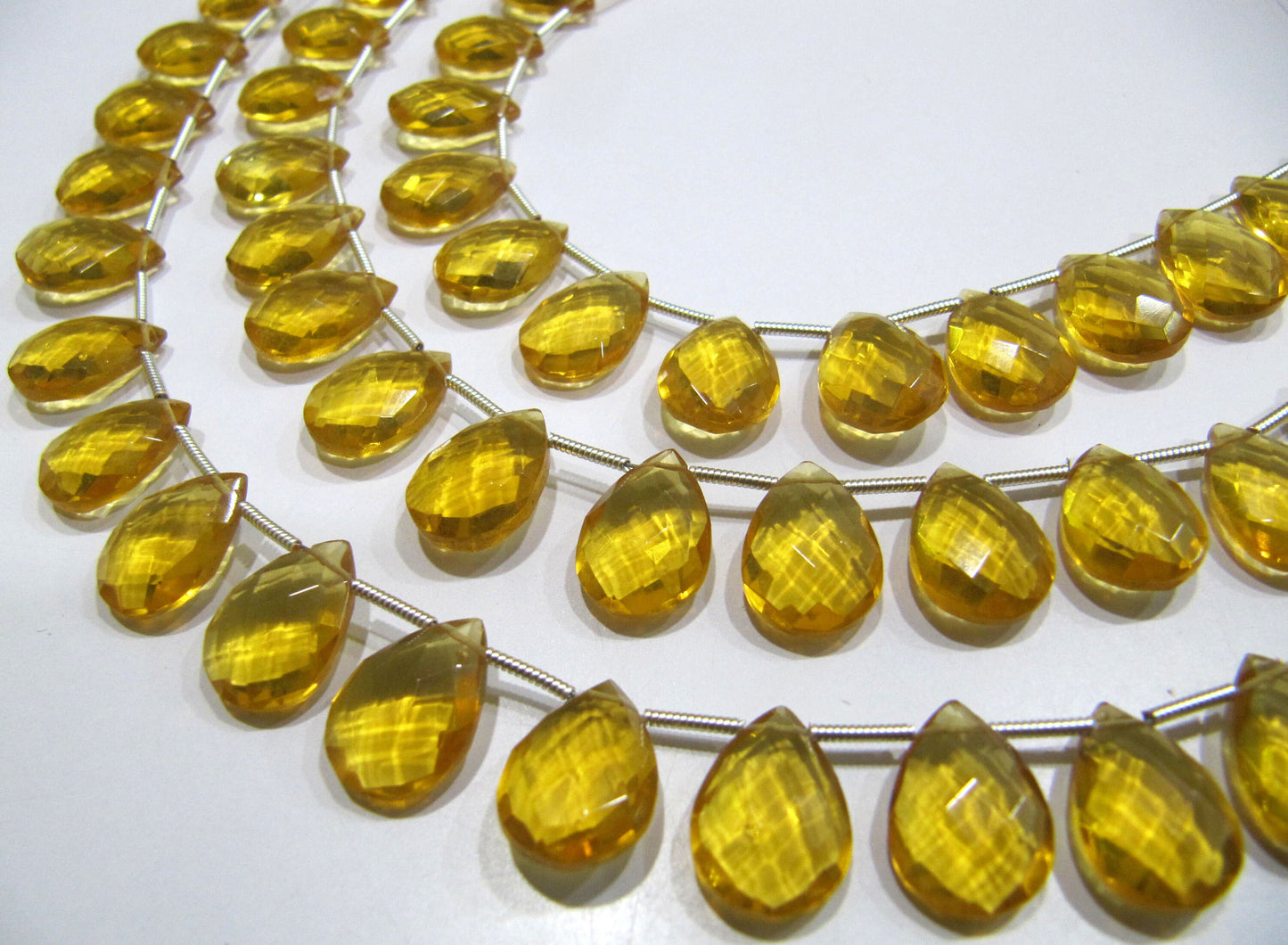 Beautiful Citrine Hydro Quartz Faceted Pear Shape Beads , Hydro Quartz Briolette approx 10x14mm Size Gemstone Beads Length 8 inches long