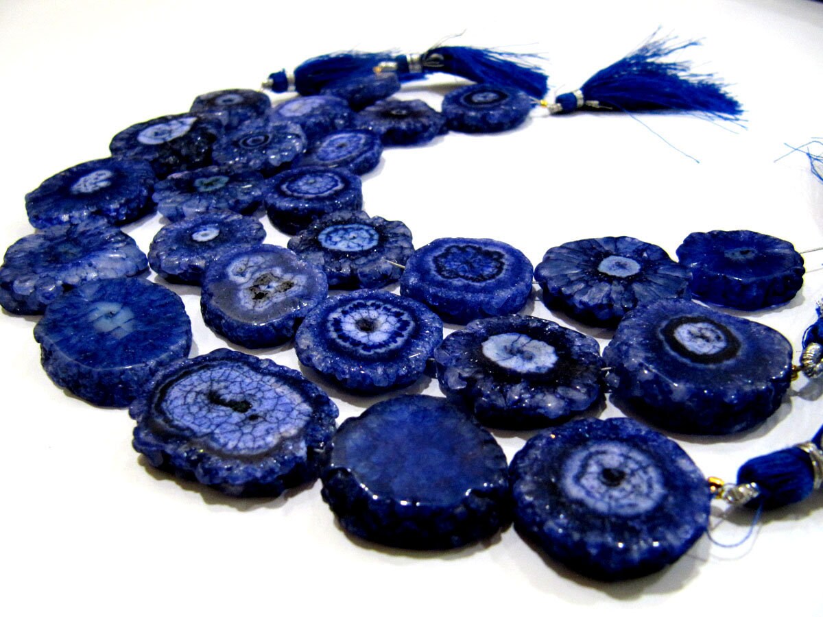 Blue Sapphire Solar Quartz Beads Size 20-25mm Dark Blue Color Fancy Shape Strand Length 8-9 Inches Long Jewelry Making Beads Wholesale Rates