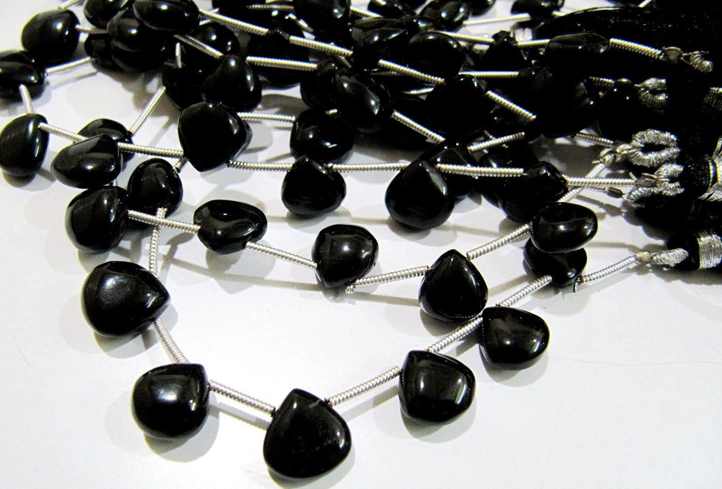 AAA Quality Heart Shape Black Onyx Plain Beads / 10 mm Size Smooth fancy Shape Black Chalcedony Beads / 8 inches Long Strand Wholesale Rate