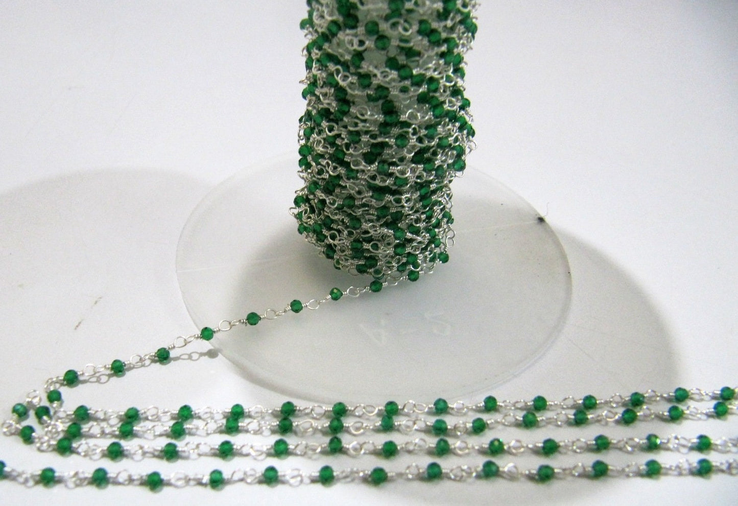 3 Ft-Fancy Emerald Quartz Rondelle Size 2mm Faceted Beaded Rosary Chain Top Quality Wholesale Jewelry Making Handmade chain