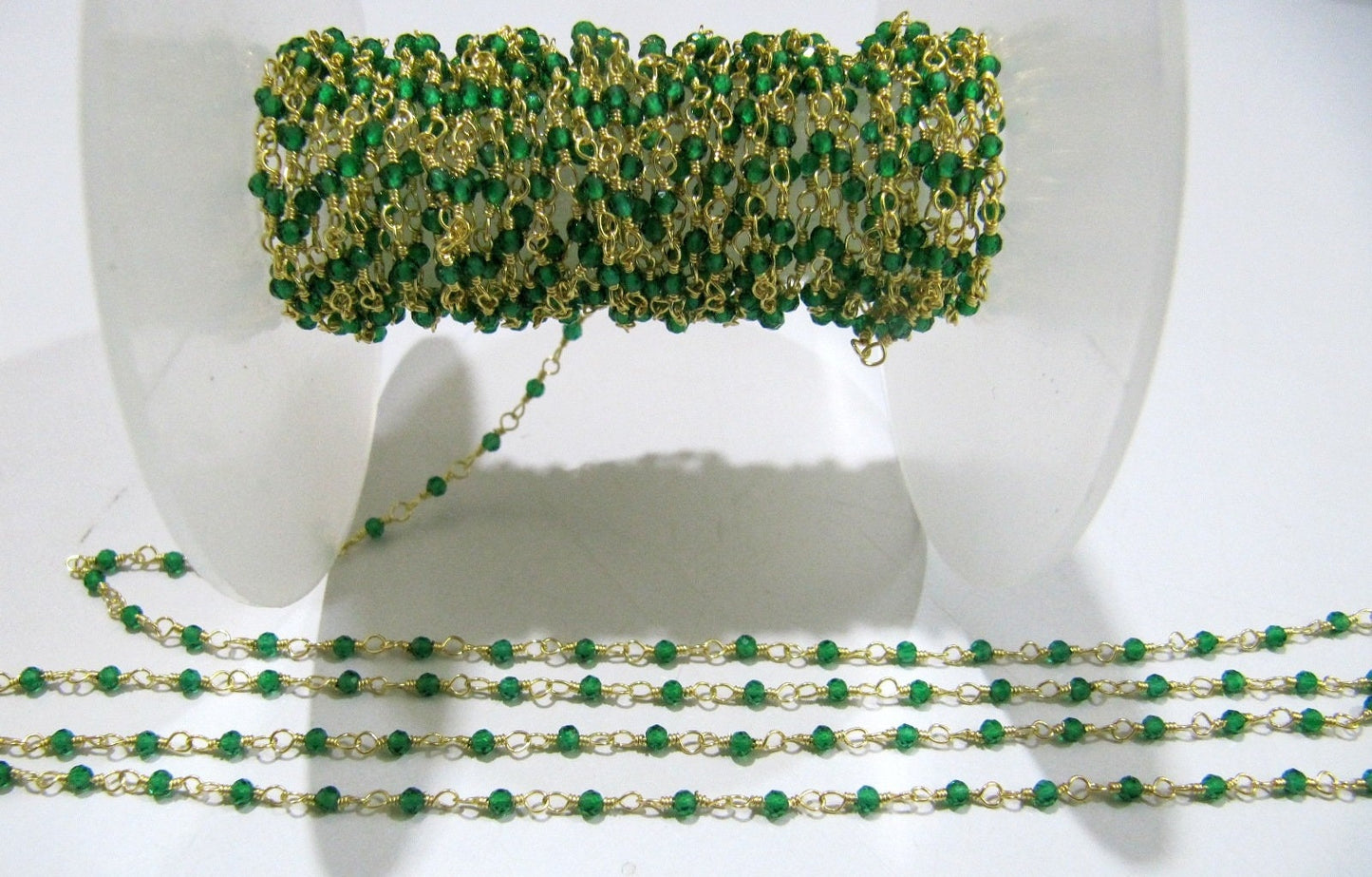 3 Ft-Fancy Emerald Quartz Rondelle Size 2mm Faceted Beaded Rosary Chain Top Quality Wholesale Jewelry Making Handmade chain