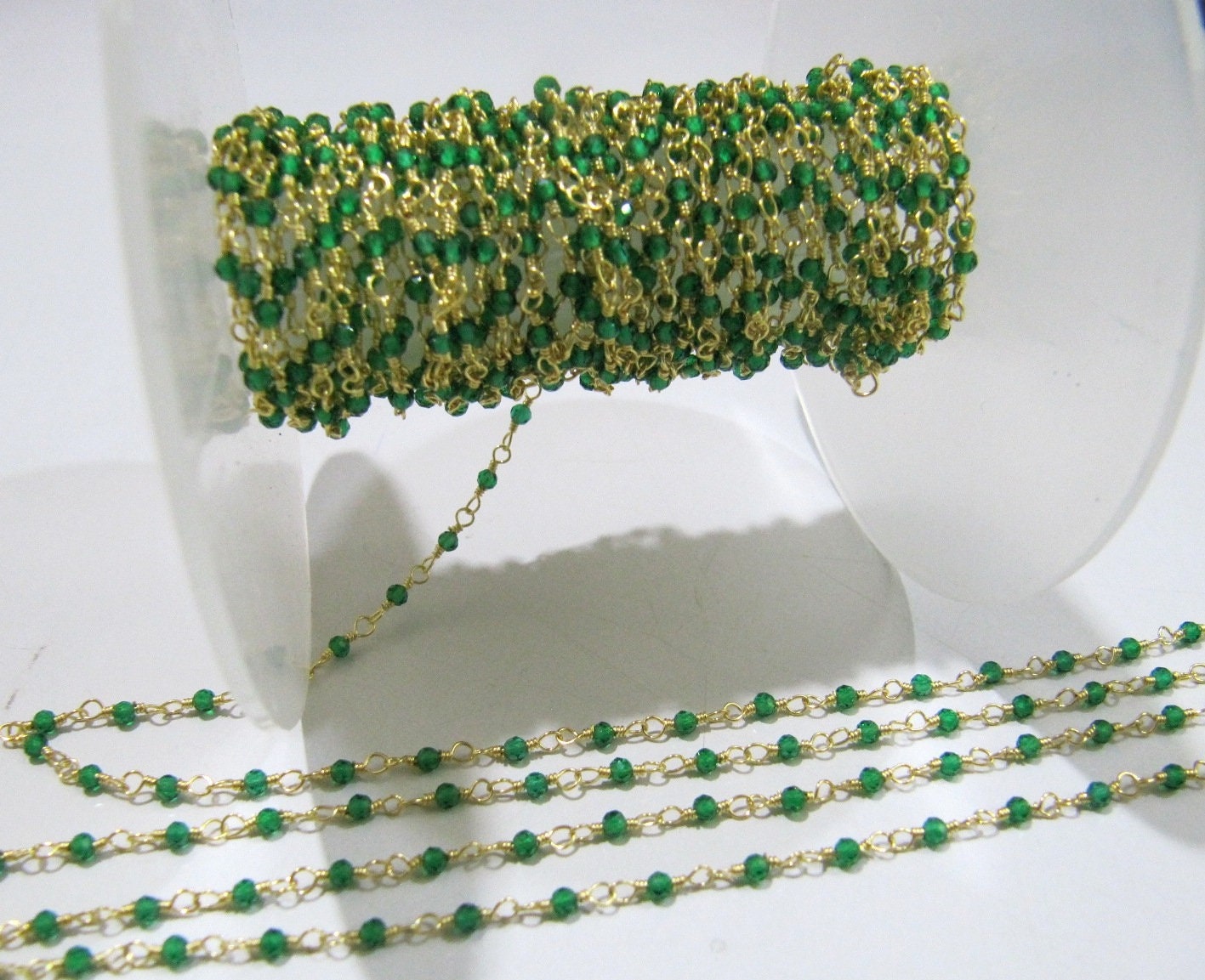 3 Ft-Fancy Emerald Quartz Rondelle Size 2mm Faceted Beaded Rosary Chain Top Quality Wholesale Jewelry Making Handmade chain