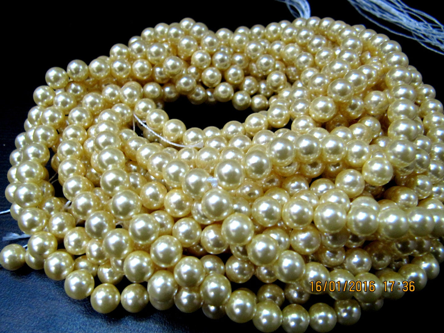 Pearl beads Golden Color Round beads 6 to 7mm size Strand 15 to 16 inch Long Golden yellow Color Beads sold per Strand Wholesale Price