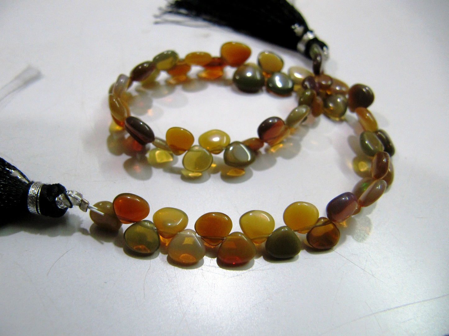 Rare Dark Color Ethiopian Opal Plain Heart shape Size 6 to 7mm Beads, Strand 8inches Long , Multi Color Fire Opal Beads, approx 59 beads