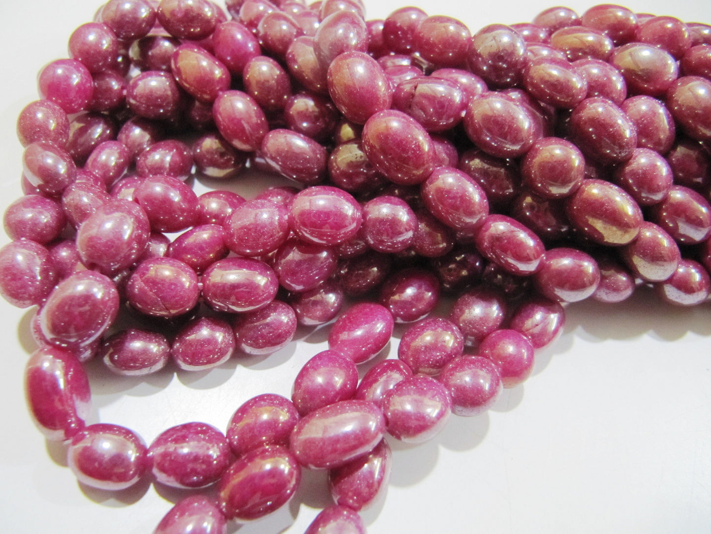 Dyed Ruby Quartz Oval Plain Smooth Beads 8 to 10mm Strand 8inch long Beads Wholesale prices jewelry making Quartz Beads