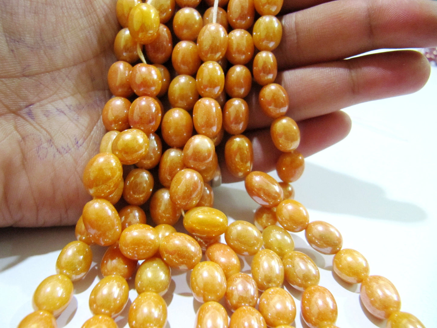 Mystic Coated Yellow Sapphire Dyed Quartz Oval Plain Smooth Beads 8to10mm Strand 8inch long Beads Wholesale price jewelry making Quartz Bead