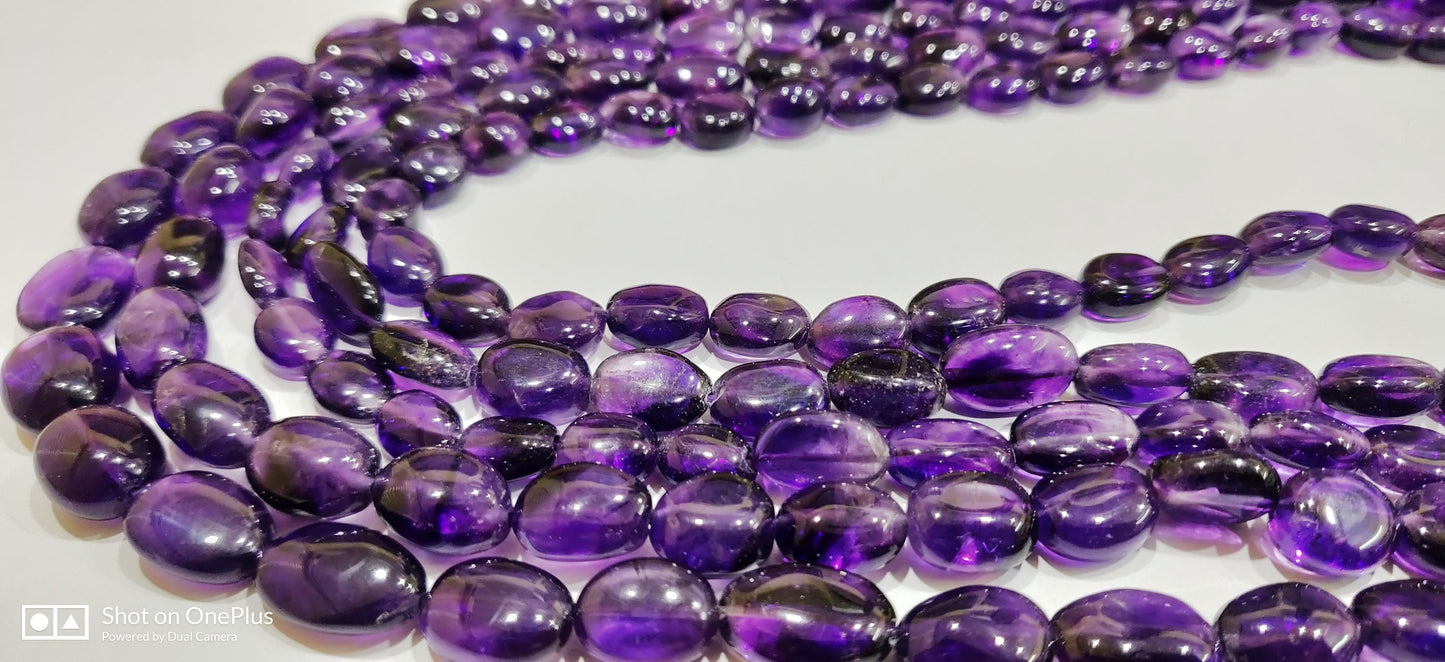 Natural African Amethyst Oval Plain Smooth Beads 8x10mm Strand 8 inch long Top Quality Beads Wholesale prices jewelry making gemstone Beads