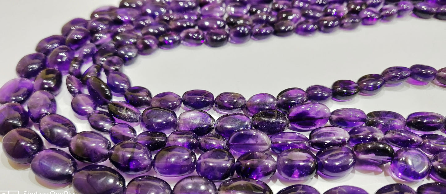 Natural African Amethyst Oval Plain Smooth Beads 8x10mm Strand 8 inch long Top Quality Beads Wholesale prices jewelry making gemstone Beads