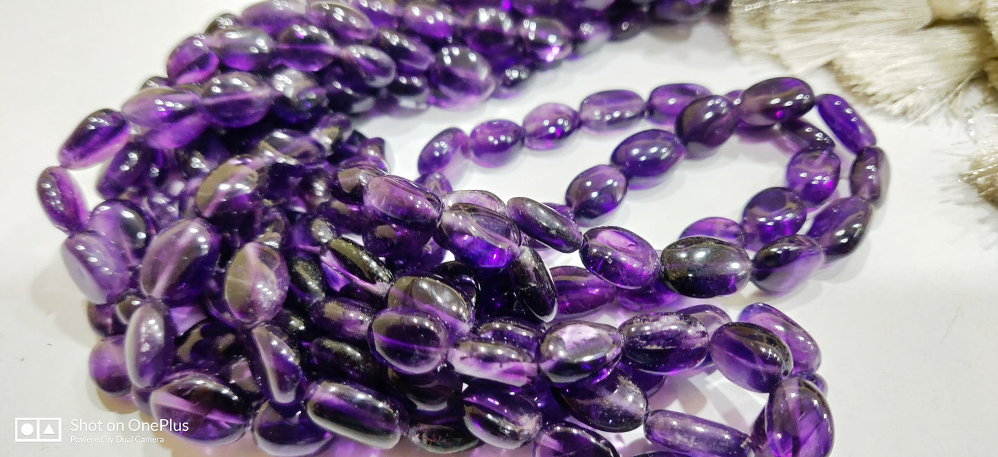 Natural African Amethyst Oval Plain Smooth Beads 8x10mm Strand 8 inch long Top Quality Beads Wholesale prices jewelry making gemstone Beads