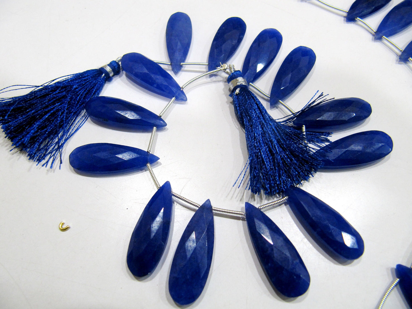 Blue Sapphire Long Pear Heart Shape Briolette Faceted Beads Size 10x30mm Long Sapphire Sold per strand 8 inches long