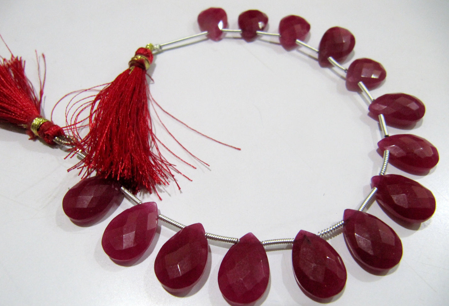 Ruby Pear Heart Shape Briolette Faceted Beads Size 10x15mm Sold per strand 8 inches long Jewelry Making Gemstone Beads