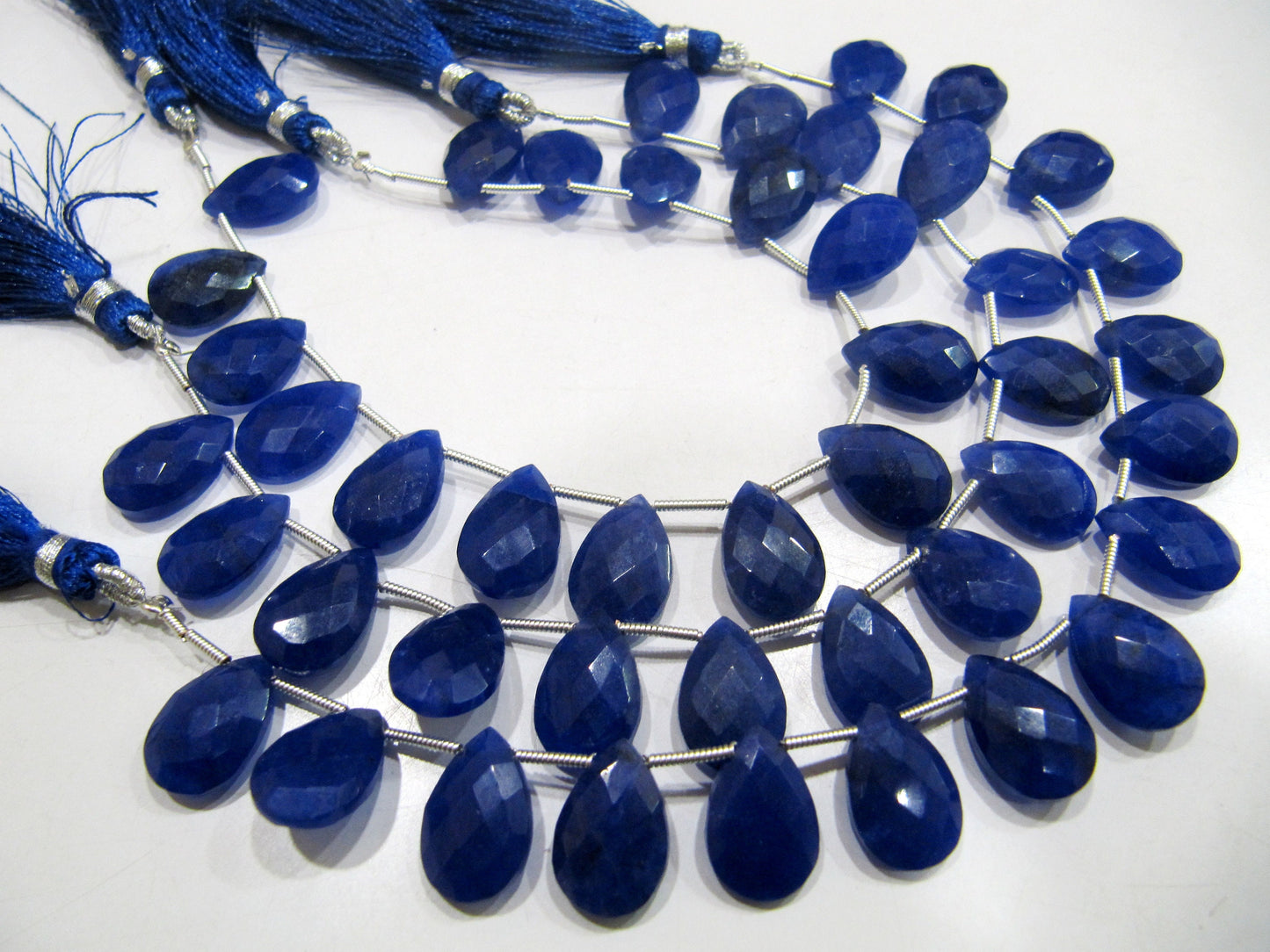 Blue Sapphire Pear Heart Shape Briolette Faceted Beads Size 10x15mm Sold per strand 8 inches long Jewelry Making Gemstone Beads
