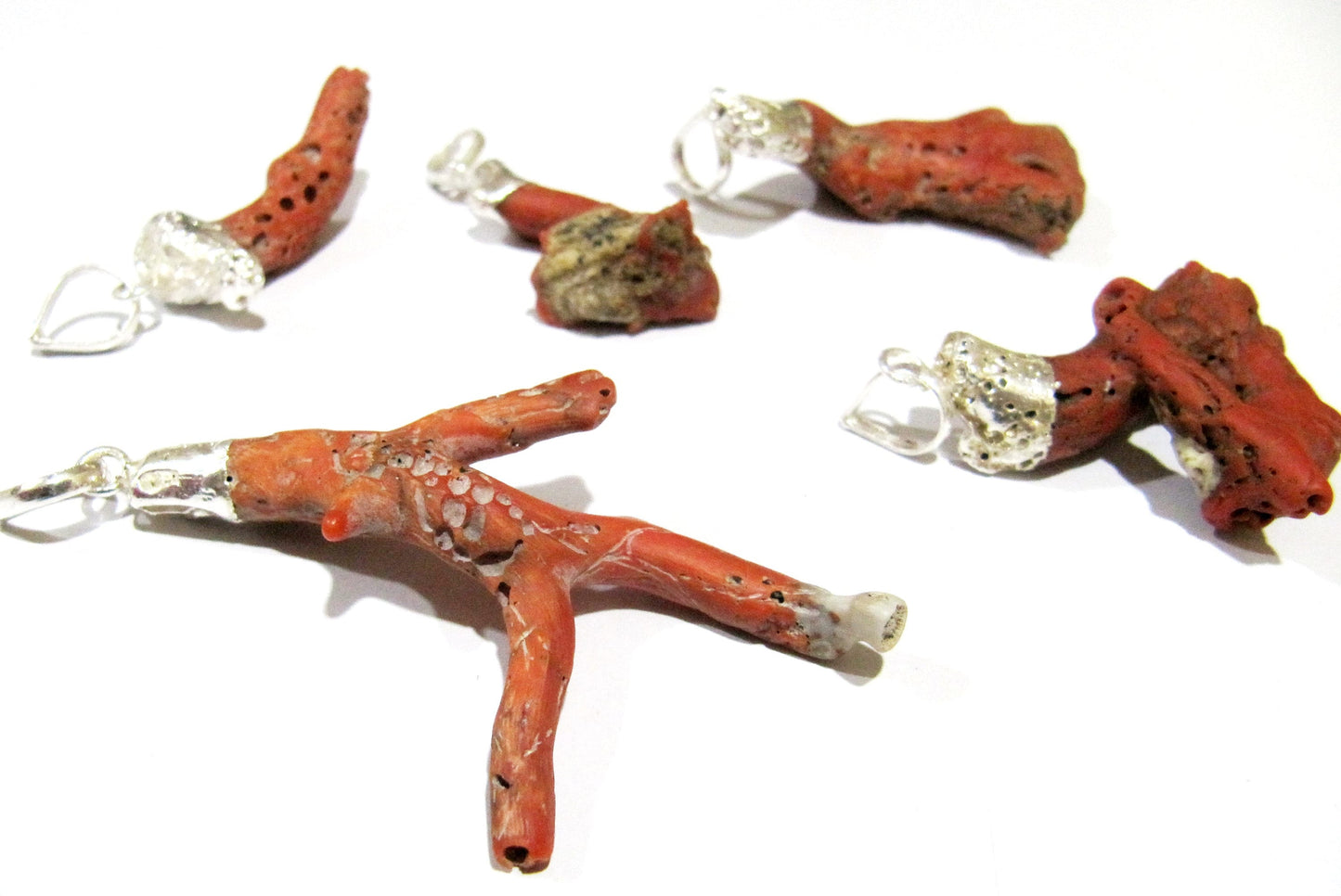 Natural Italian Coral Pendant 2 to 3 inches free shape Branch Dangle Charm Pendant Silver Electroplated Cap Birthstone Sold per piece