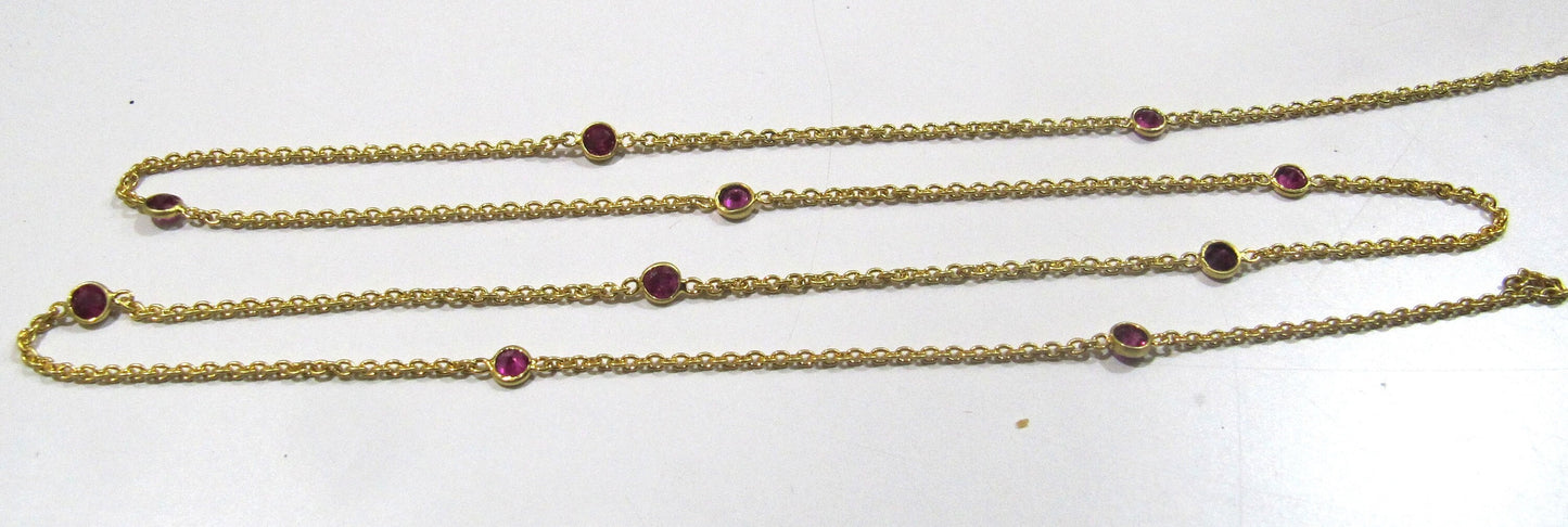 92.5% Sterling Silver Fancy Ruby Round 4mm bezel Connector Station Chain Sold Per Feet Top Quality Wholesale Prices