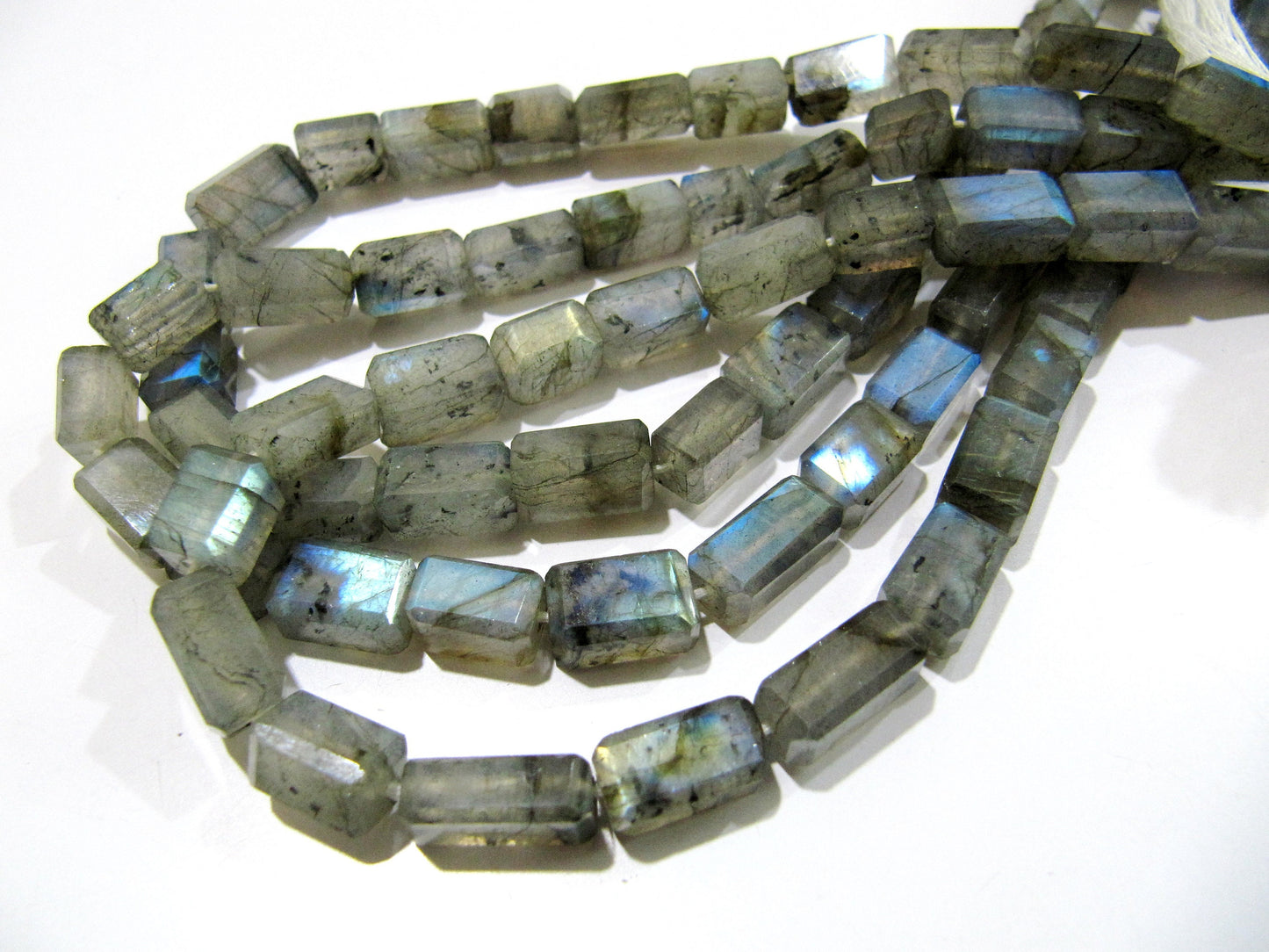 Natural Labradorite Blue Flashy Beads Laser Cut Long Box Beads Size 7x12mm to 8x14mm Strand 10 inch long/ Rectangle Cube Shape Beads