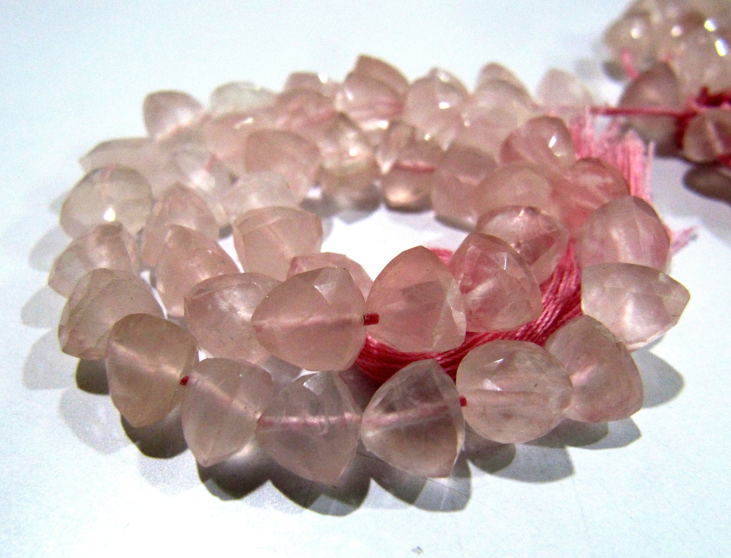 Beautiful Pyramid Shape Rose Quartz Beads Natural Rose Quartz Gemstone Beads Size 6-7mm Strand 10 inch long Faceted Triangle Beads