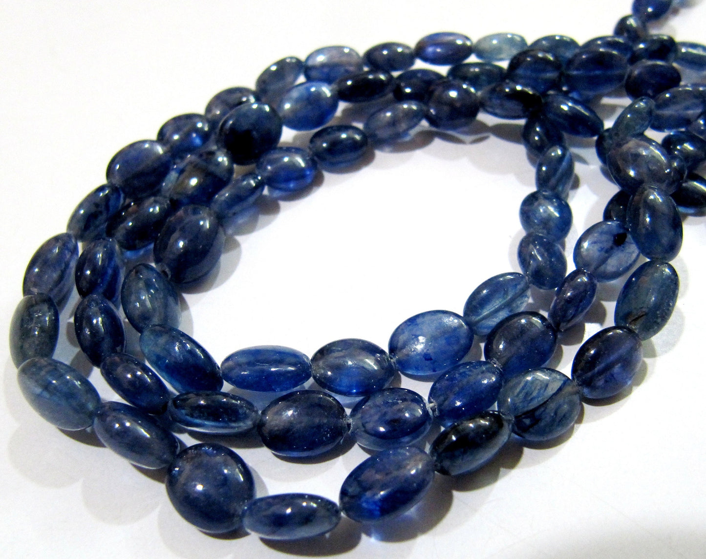 Natural Blue Sapphire Smooth Oval Shape Sapphire Beads Size 8x10mm Strand 4 inches long Precious Gemstone Beads Wholesale Prices