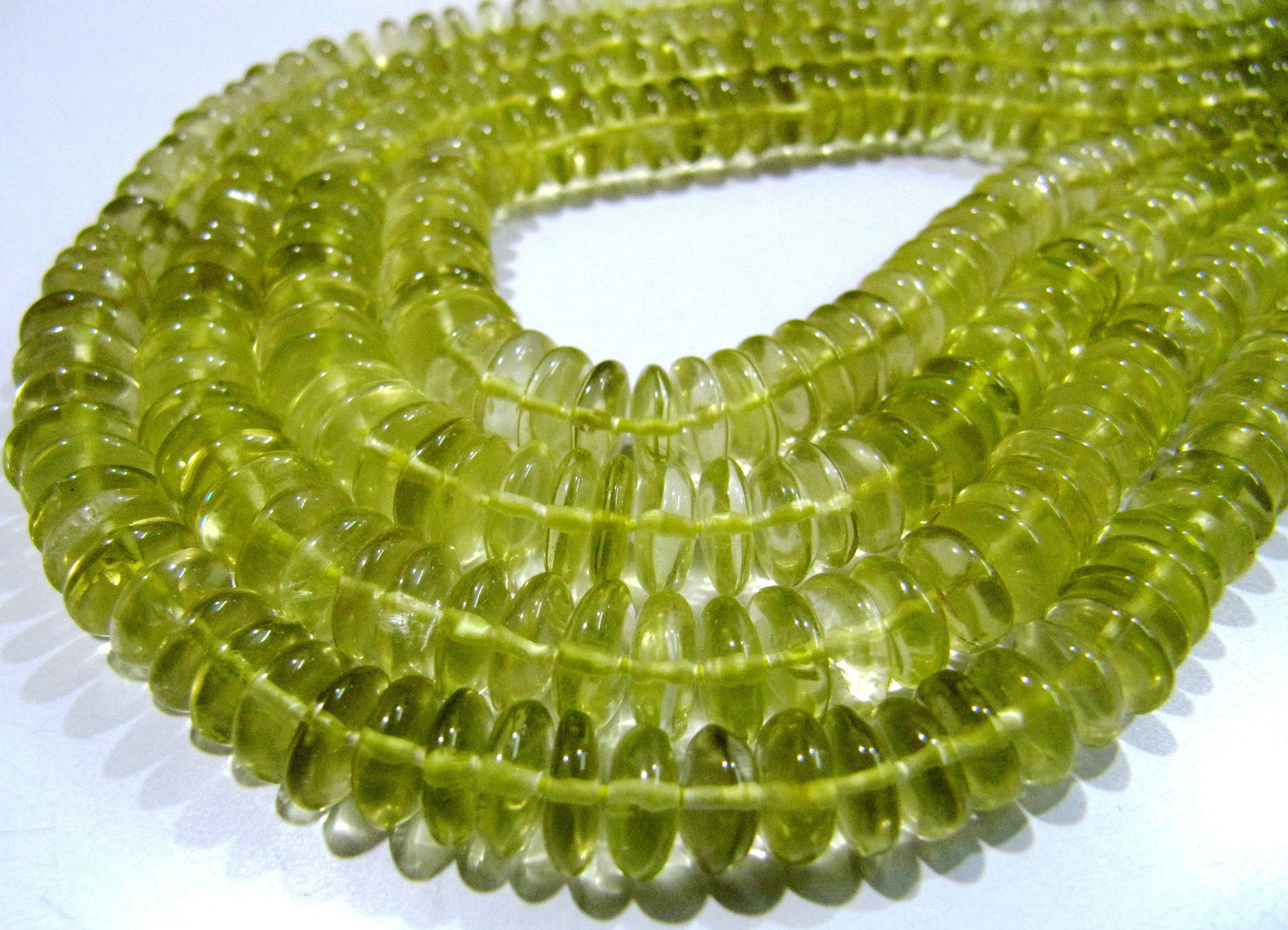 German Cut Natural Lemon Quartz Smooth Rondelle Beads 6-9 mm size Graduated Beads 8 inch long Strand Jewelry Making Supply Wholesale Prices